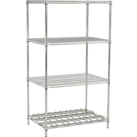 Nexel Nexelon, 4 Tier, Wire Shelving Unit, 1 Heavy Duty Shelf, 48W x 18D x 63H 184861DSN